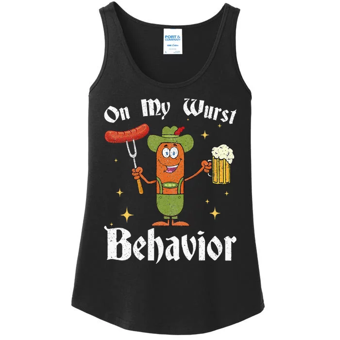 Oktoberfest On My Wurst Behavior Ladies Essential Tank