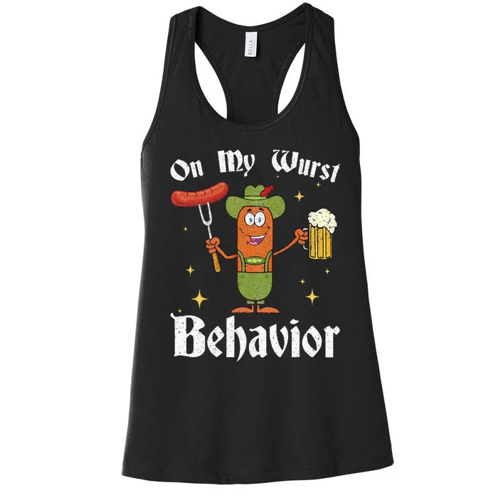 Oktoberfest On My Wurst Behavior Women's Racerback Tank