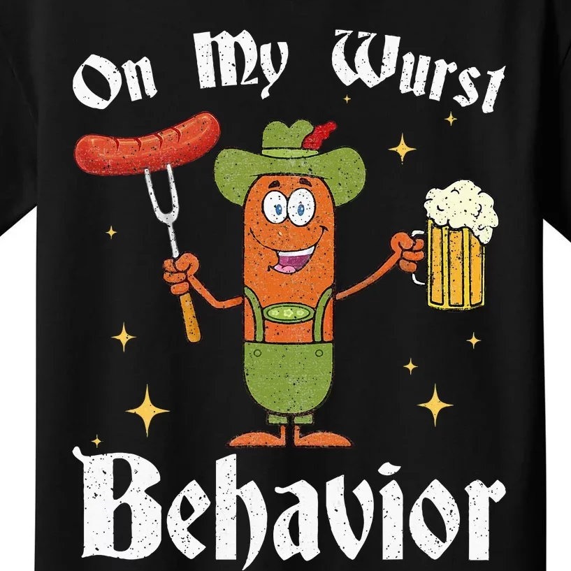 Oktoberfest On My Wurst Behavior Kids T-Shirt