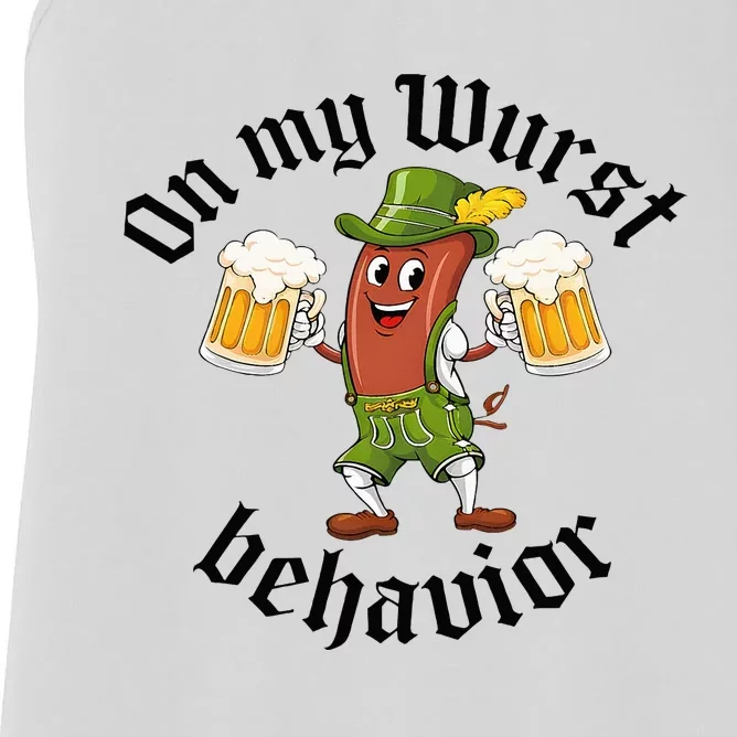 Oktoberfest On My Wurst Behavior Funny German Women's Racerback Tank