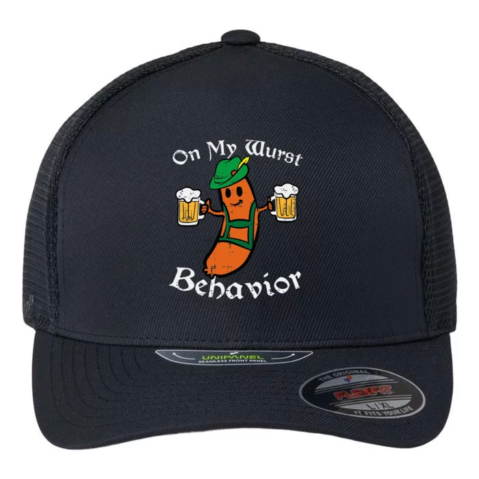 Oktoberfest On My Wurst Behavior Funny German Flexfit Unipanel Trucker Cap