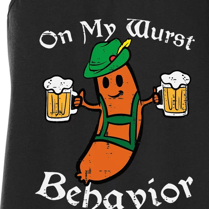 Oktoberfest On My Wurst Behavior Funny German Women's Racerback Tank