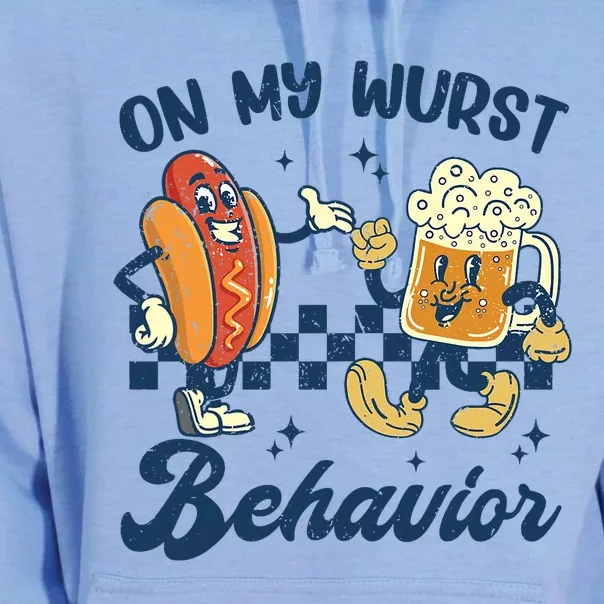 Oktoberfest On My Wurst Behavior Funny German Beer Bratwurst Unisex Surf Hoodie