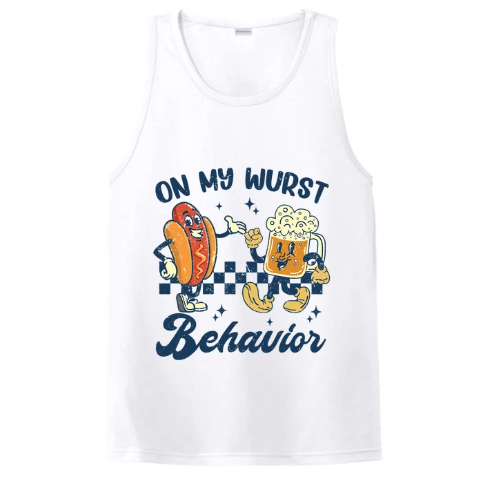 Oktoberfest On My Wurst Behavior Funny German Beer Bratwurst Performance Tank