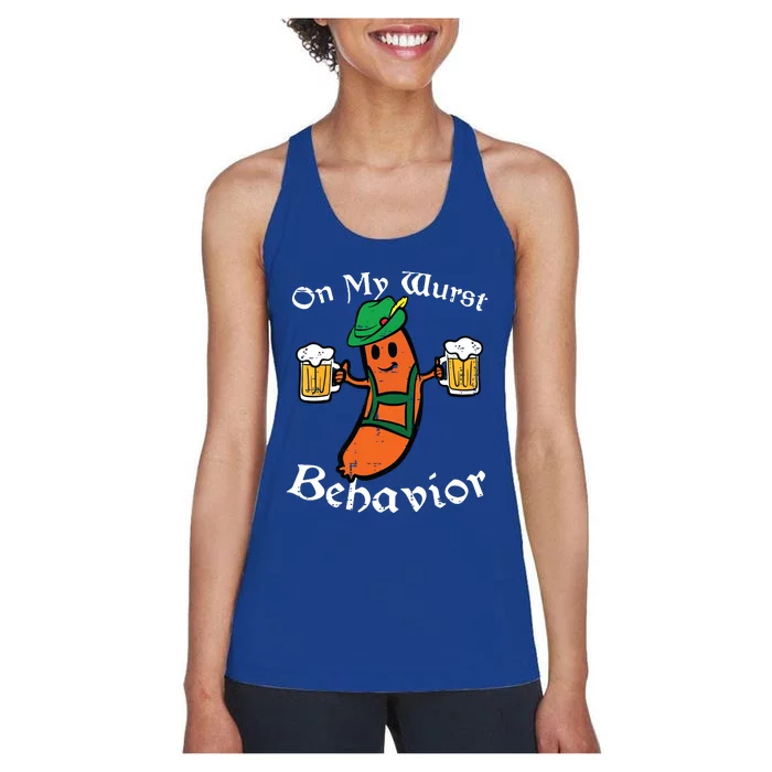 Oktoberfest On My Wurst Behavior Funny German Women's Racerback Tank