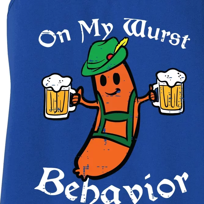 Oktoberfest On My Wurst Behavior Funny German Women's Racerback Tank