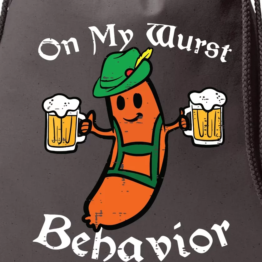 Oktoberfest On My Wurst Behavior Funny German Drawstring Bag