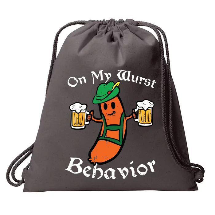 Oktoberfest On My Wurst Behavior Funny German Drawstring Bag