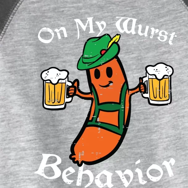 Oktoberfest On My Wurst Behavior Funny German Toddler Fine Jersey T-Shirt