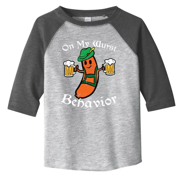 Oktoberfest On My Wurst Behavior Funny German Toddler Fine Jersey T-Shirt