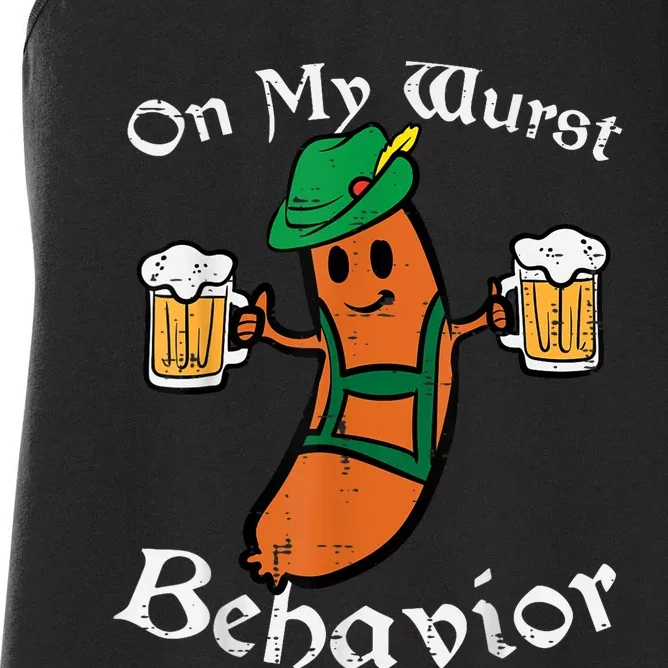 Oktoberfest On My Wurst Behavior Funny German Women's Racerback Tank