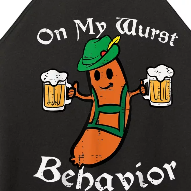 Oktoberfest On My Wurst Behavior Funny German Women’s Perfect Tri Rocker Tank