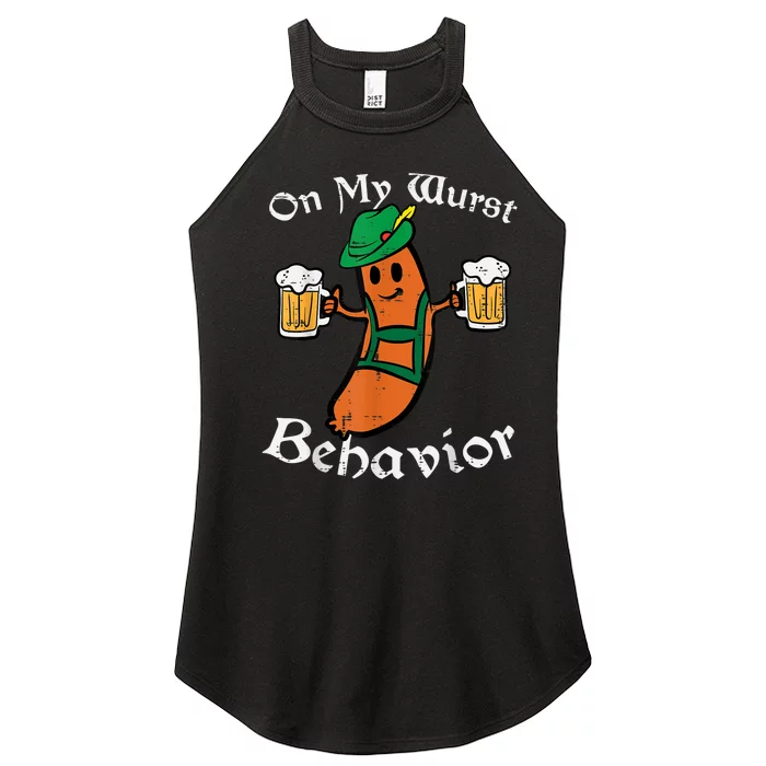 Oktoberfest On My Wurst Behavior Funny German Women’s Perfect Tri Rocker Tank