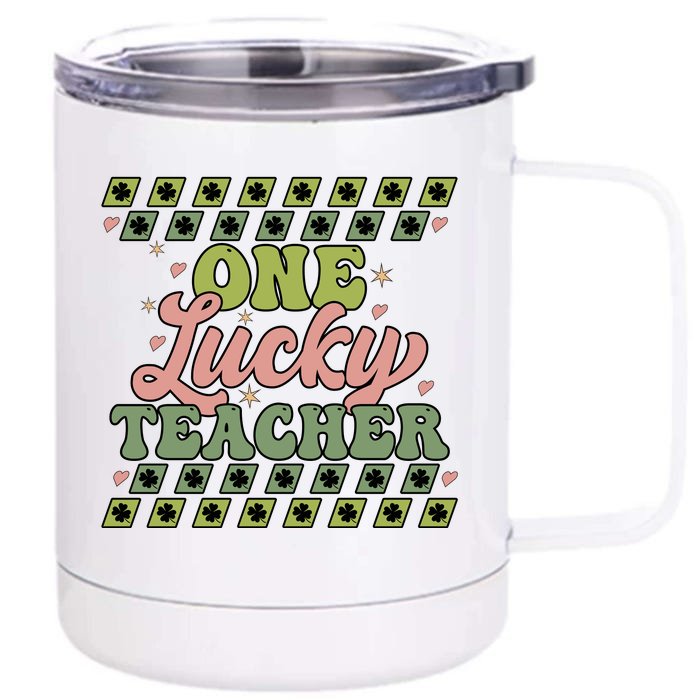 OneLuckyTeacher Front & Back 12oz Stainless Steel Tumbler Cup