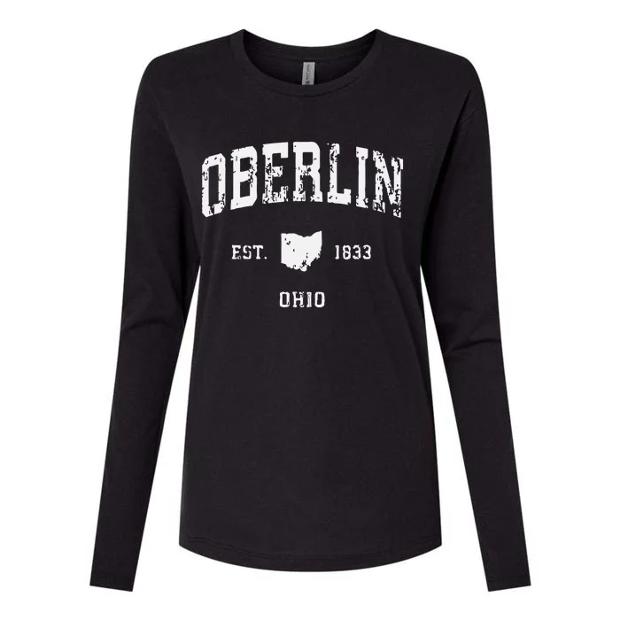 Oberlin Ohio Oh Vintage Athletic Sports Womens Cotton Relaxed Long Sleeve T-Shirt