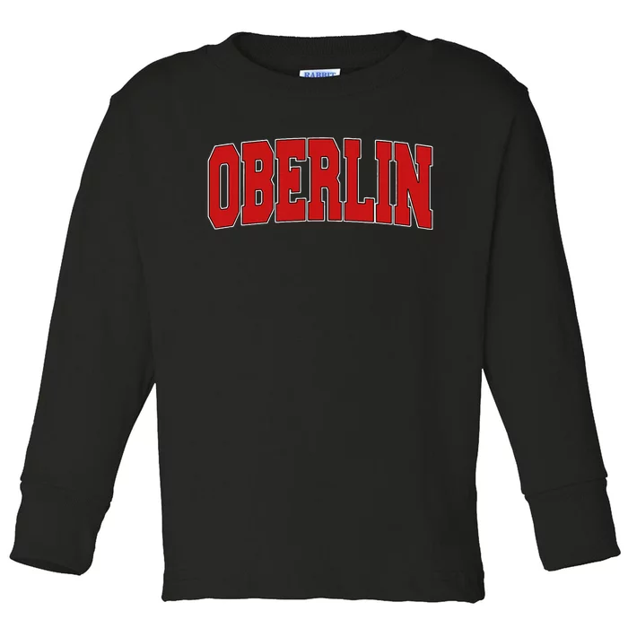 Oberlin Oh Ohio Varsity Style Usa Vintage Sports Toddler Long Sleeve Shirt