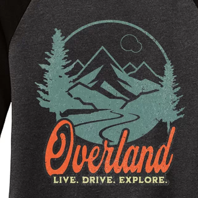 Overland Outdoor Offroad Adventure Graphic Design Women's Tri-Blend 3/4-Sleeve Raglan Shirt