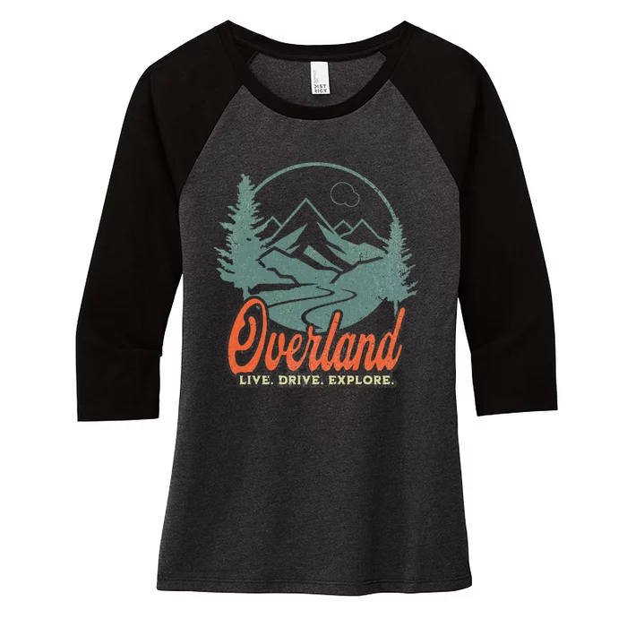 Overland Outdoor Offroad Adventure Graphic Design Women's Tri-Blend 3/4-Sleeve Raglan Shirt