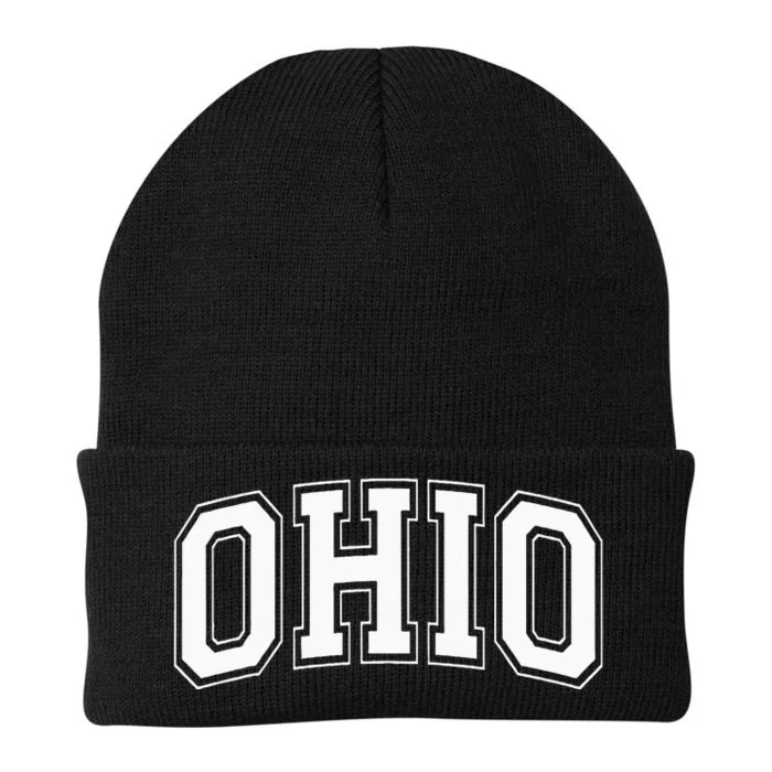 Ohio Oh Ohioan White Text Knit Cap Winter Beanie