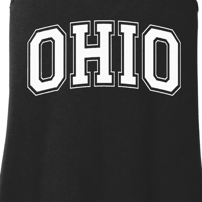 Ohio Oh Ohioan White Text Ladies Essential Tank