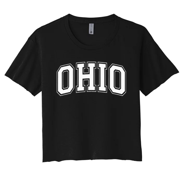 Ohio Oh Ohioan White Text Women's Crop Top Tee