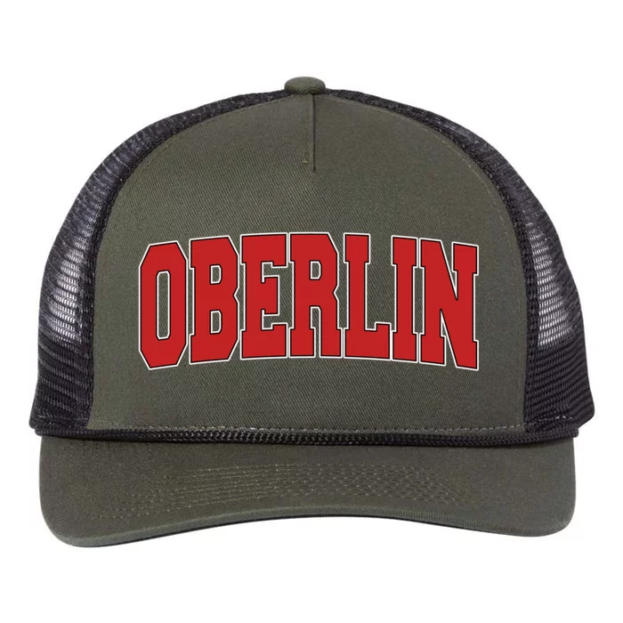 Oberlin Oh Ohio Varsity Style Usa Vintage Sports Gift Retro Rope Trucker Hat Cap