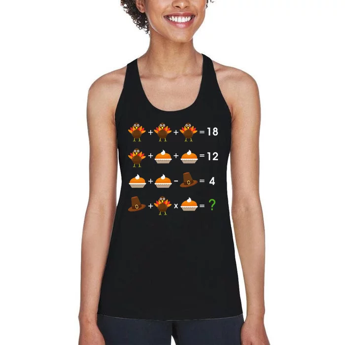 Order Of Operations Thanksgiving Quiz Funny Math Teacher Women's Racerback Tank