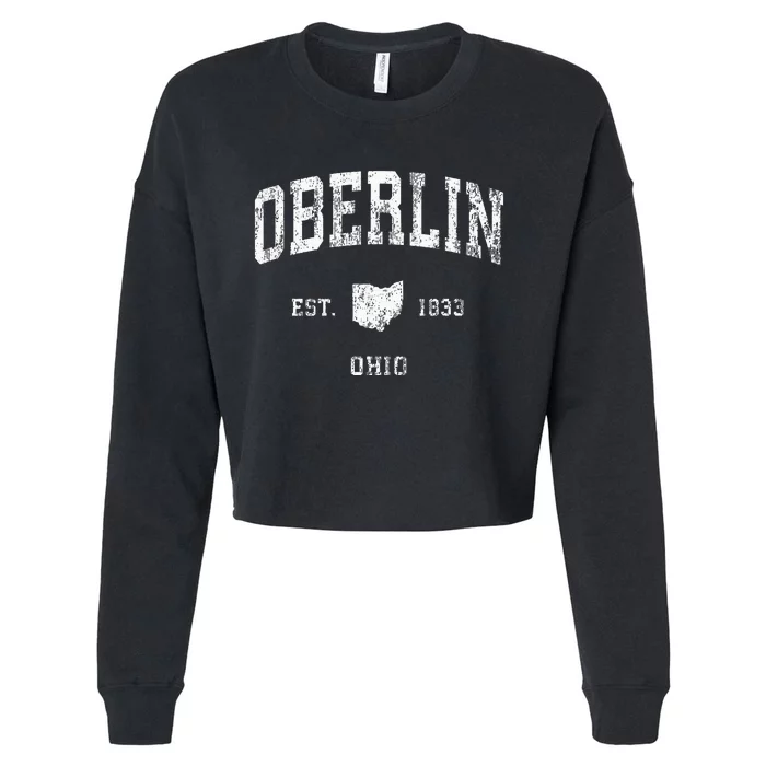 Oberlin Ohio Oh Vintage Athletic Sports Design Cropped Pullover Crew