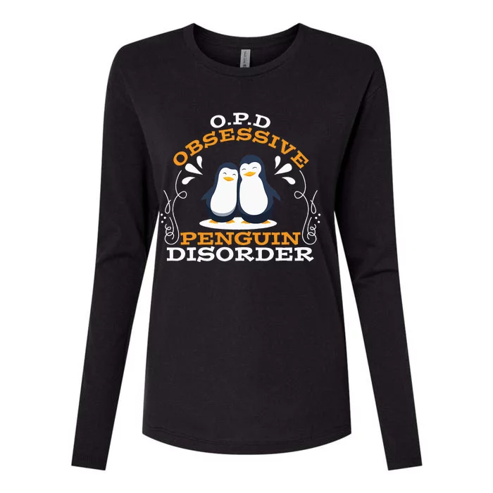 O.P.D Obsessive Penguin Disorder Funny Womens Cotton Relaxed Long Sleeve T-Shirt