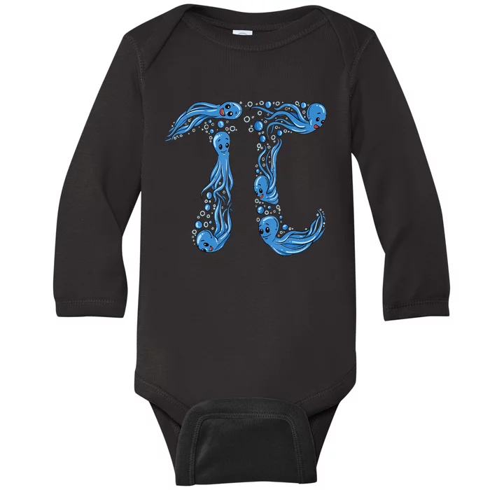 OctoPi octopus Pi Math Science Teacher 3.14 Pi Day Baby Long Sleeve Bodysuit