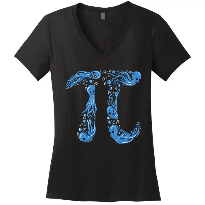 OctoPi octopus Pi Math Science Teacher 3.14 Pi Day Women's V-Neck T-Shirt