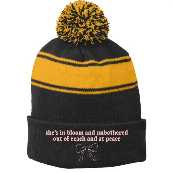 Out Of Reach And At Peace Stripe Pom Pom Beanie