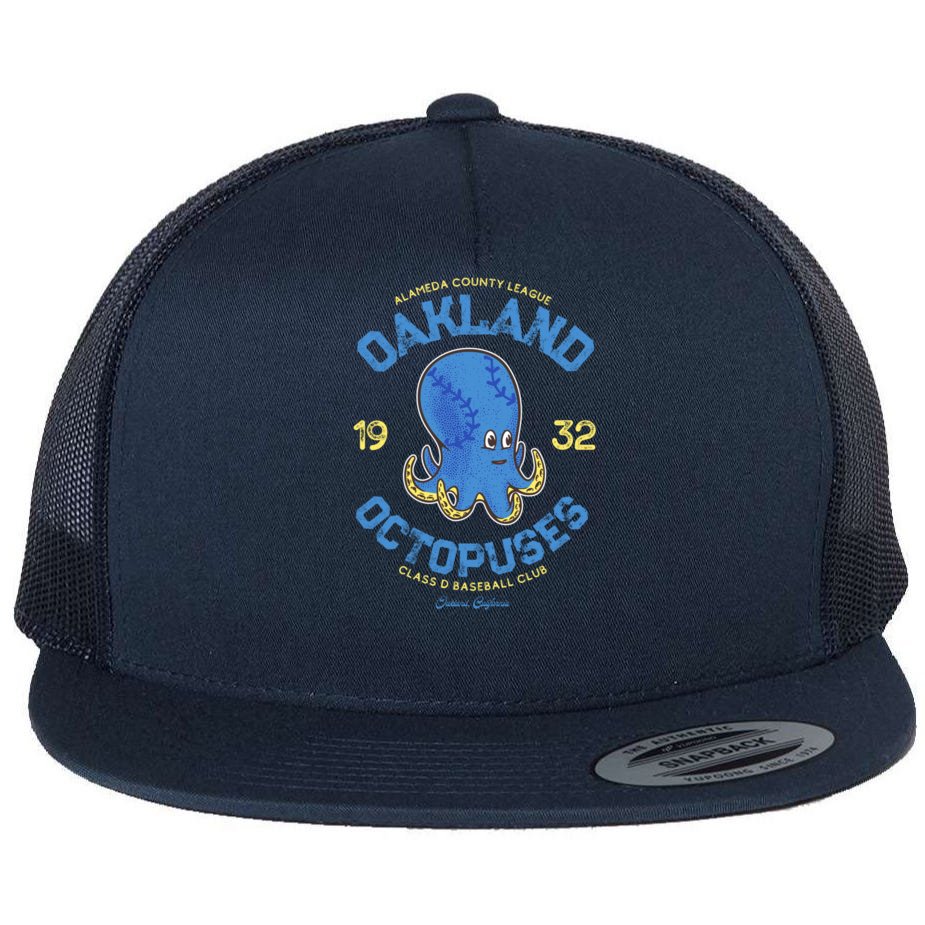 Oakland Octopuses Retro Minor League Baseball Team Gift Flat Bill Trucker  Hat