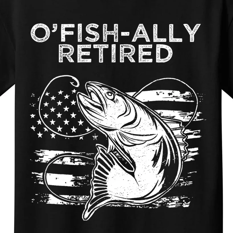 OFishally Officially Retired Fishing American Kids T-Shirt