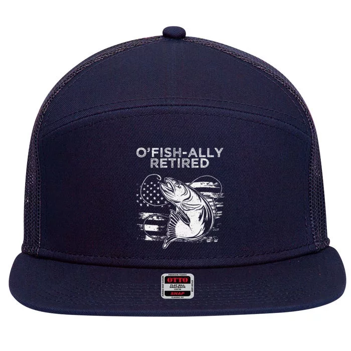 OFishally Officially Retired Fishing American 7 Panel Mesh Trucker Snapback Hat