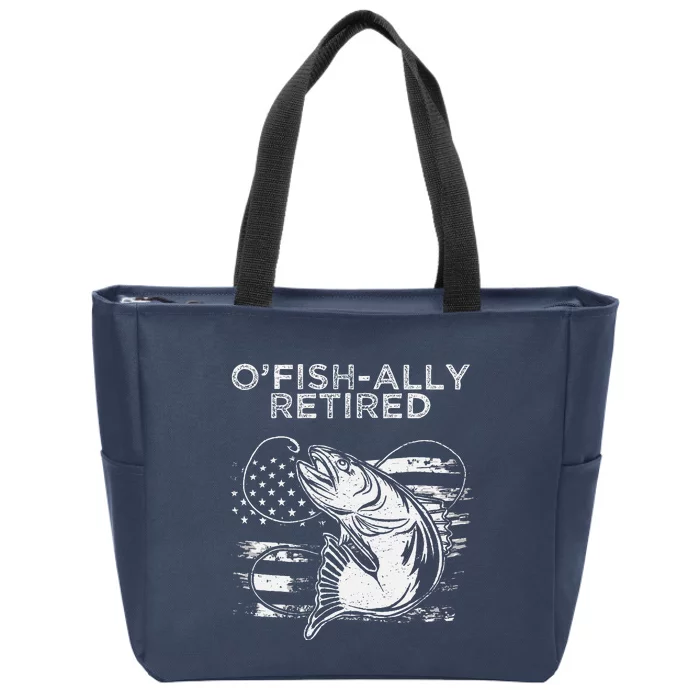 OFishally Officially Retired Fishing American Zip Tote Bag