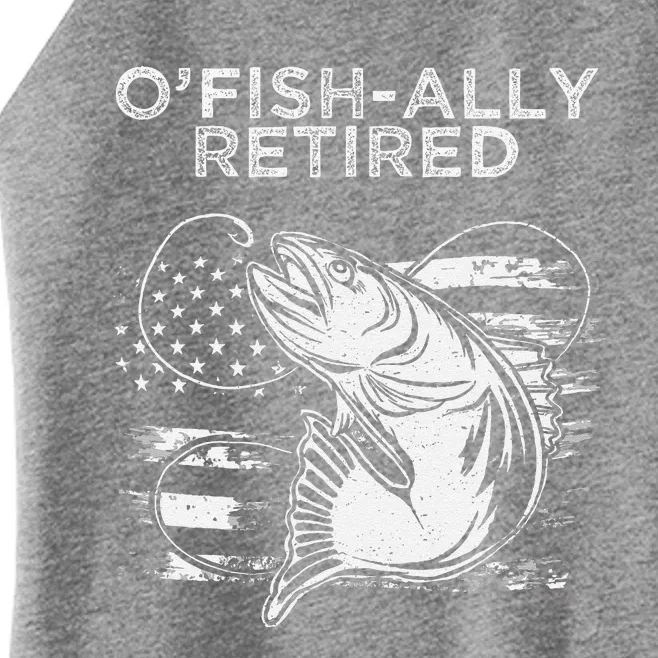 OFishally Officially Retired Fishing American Women’s Perfect Tri Rocker Tank