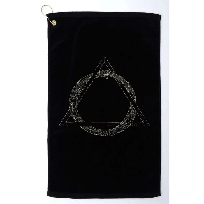 Ouroboros Occult Sacred Geometry Egyptian Alchemy Symbol Platinum Collection Golf Towel