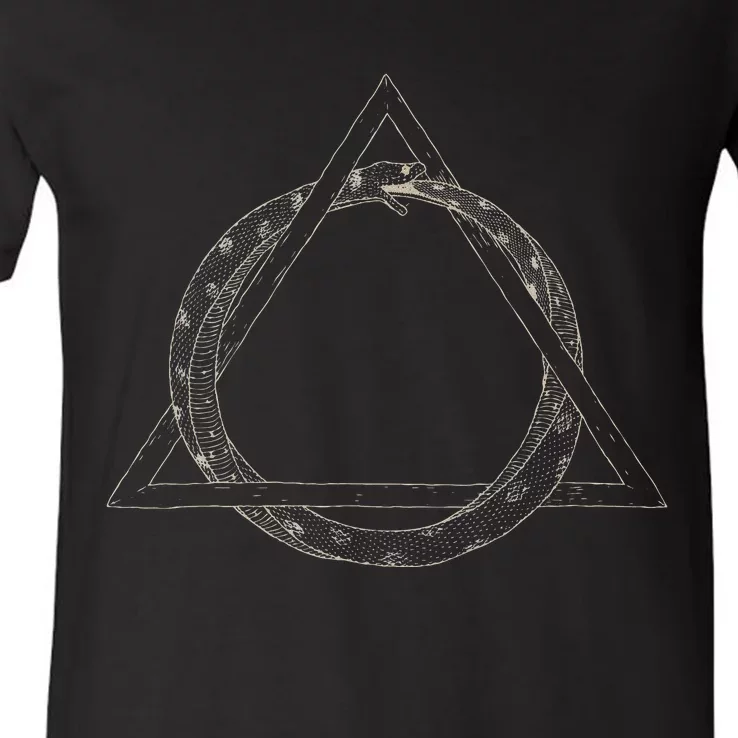 Ouroboros Occult Sacred Geometry Egyptian Alchemy Symbol V-Neck T-Shirt