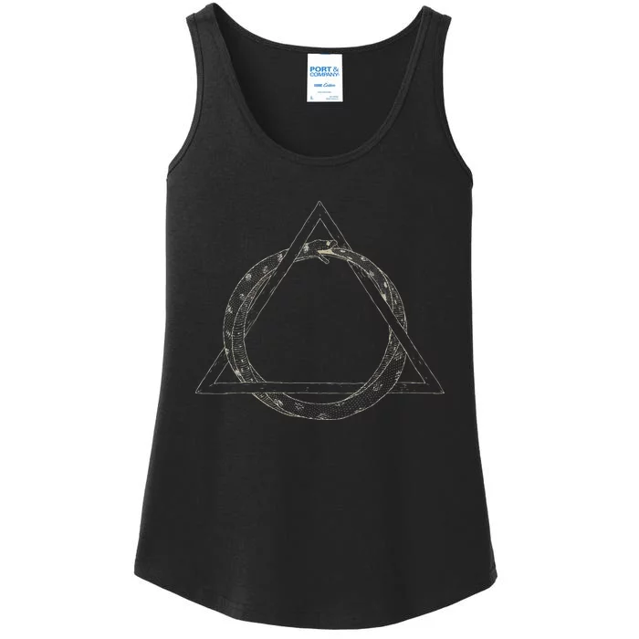 Ouroboros Occult Sacred Geometry Egyptian Alchemy Symbol Ladies Essential Tank