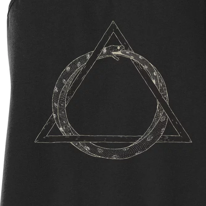 Ouroboros Occult Sacred Geometry Egyptian Alchemy Symbol Women's Racerback Tank