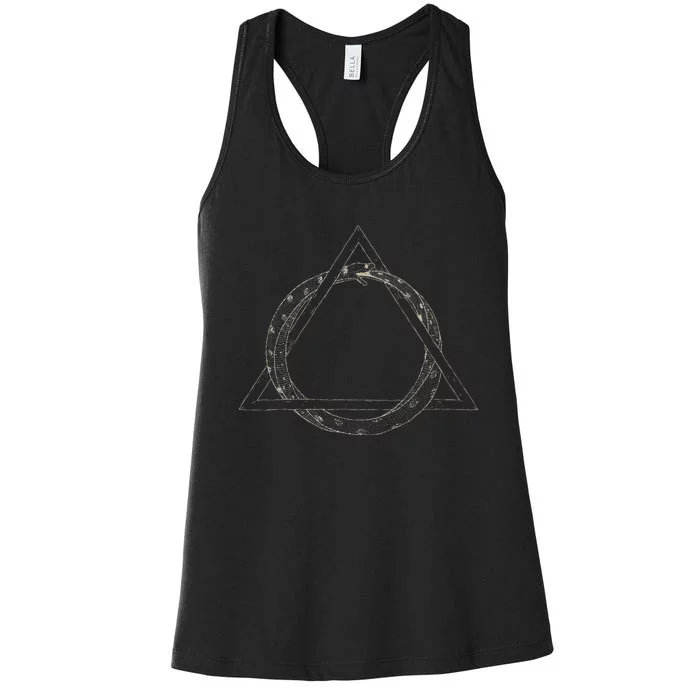 Ouroboros Occult Sacred Geometry Egyptian Alchemy Symbol Women's Racerback Tank