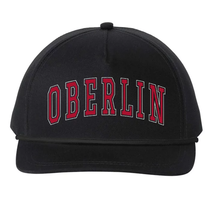 Oberlin Ohio Souvenir College Style Red Text Snapback Five-Panel Rope Hat