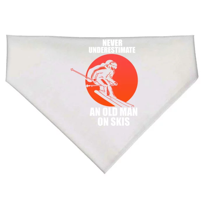 Old On Skis Skiing Downhill Ski Grandpa Gift Cute Gift USA-Made Doggie Bandana