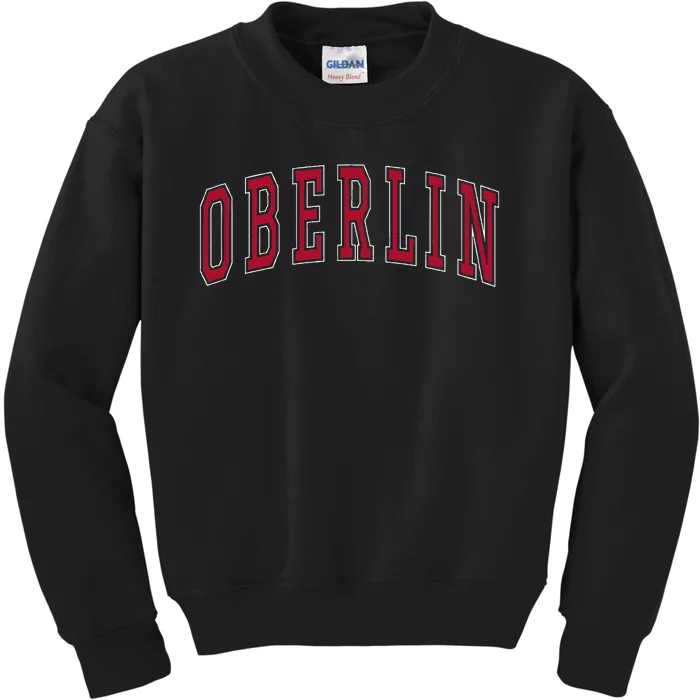 Oberlin Ohio Souvenir College Style Red Text Kids Sweatshirt