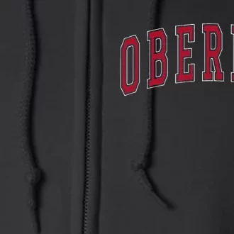 Oberlin Ohio Souvenir College Style Red Text Full Zip Hoodie