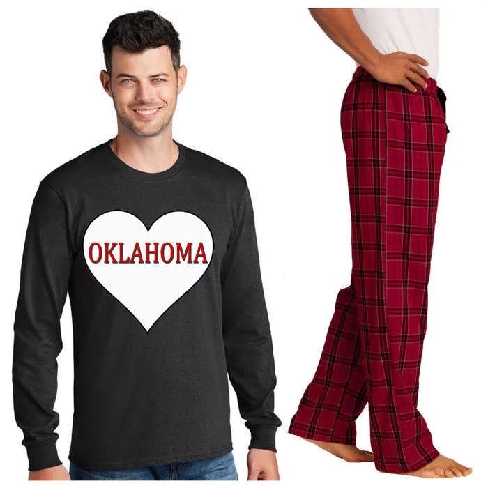 Oklahoma Ok Sports Sooner State Heart Long Sleeve Pajama Set