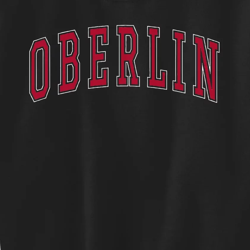 Oberlin Ohio Souvenir College Style Red Text Kids Sweatshirt