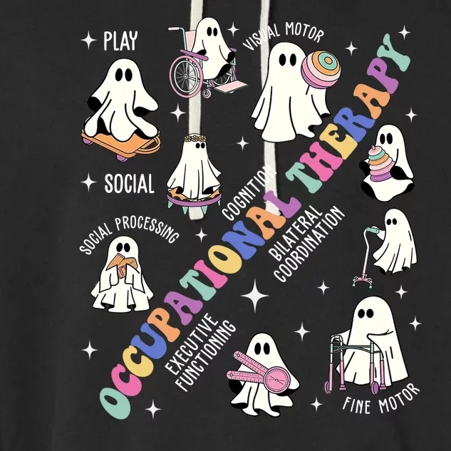 Ot Occupational Therapy Therapist Halloween Spooky Garment-Dyed Fleece Hoodie