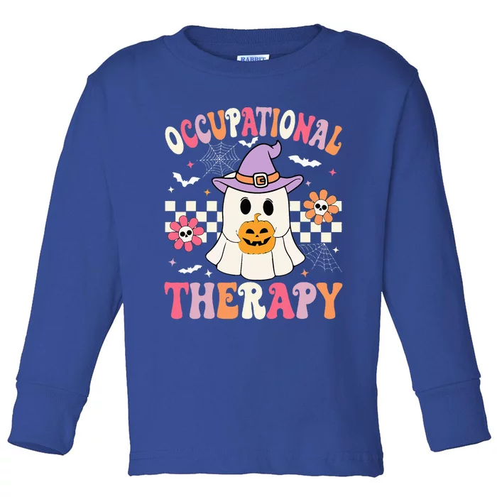 OT Occupational Therapy Halloween Retro Ghost OT Halloween Toddler Long Sleeve Shirt